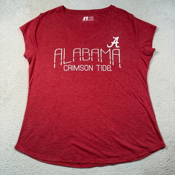 Russell Athletic Tops - Russell Alabama Crimson Tide T-Shirt Women XL Red‎ V-Neck Graphic NCAA Fan Gear